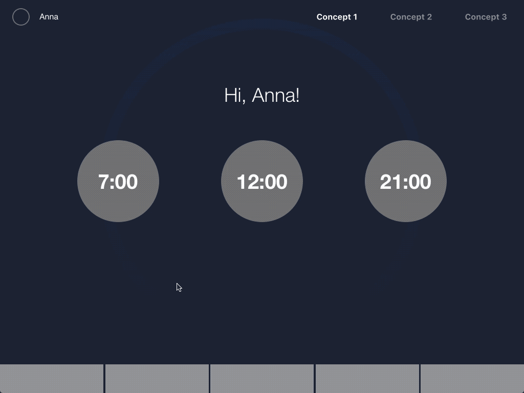 Early concepts where a user selects a workout time based on their fitness level and desired difficulty