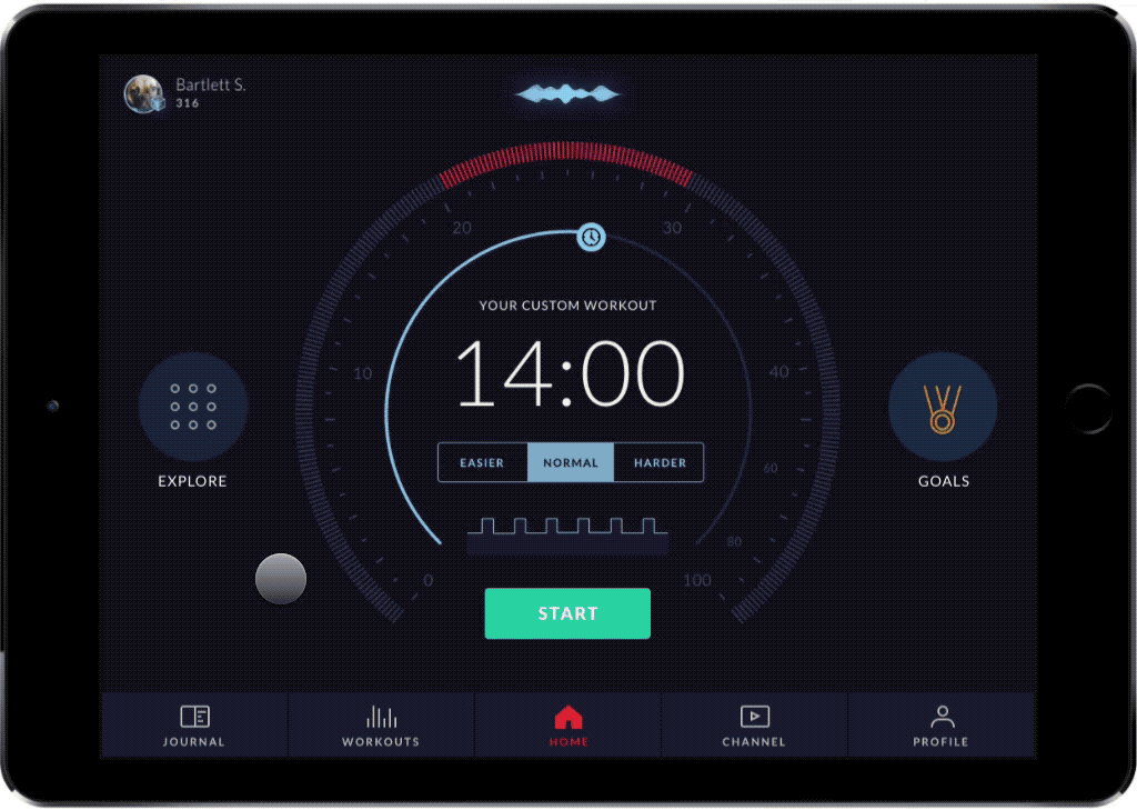 Early concepts where a user selects a workout time based on their fitness level and desired difficulty