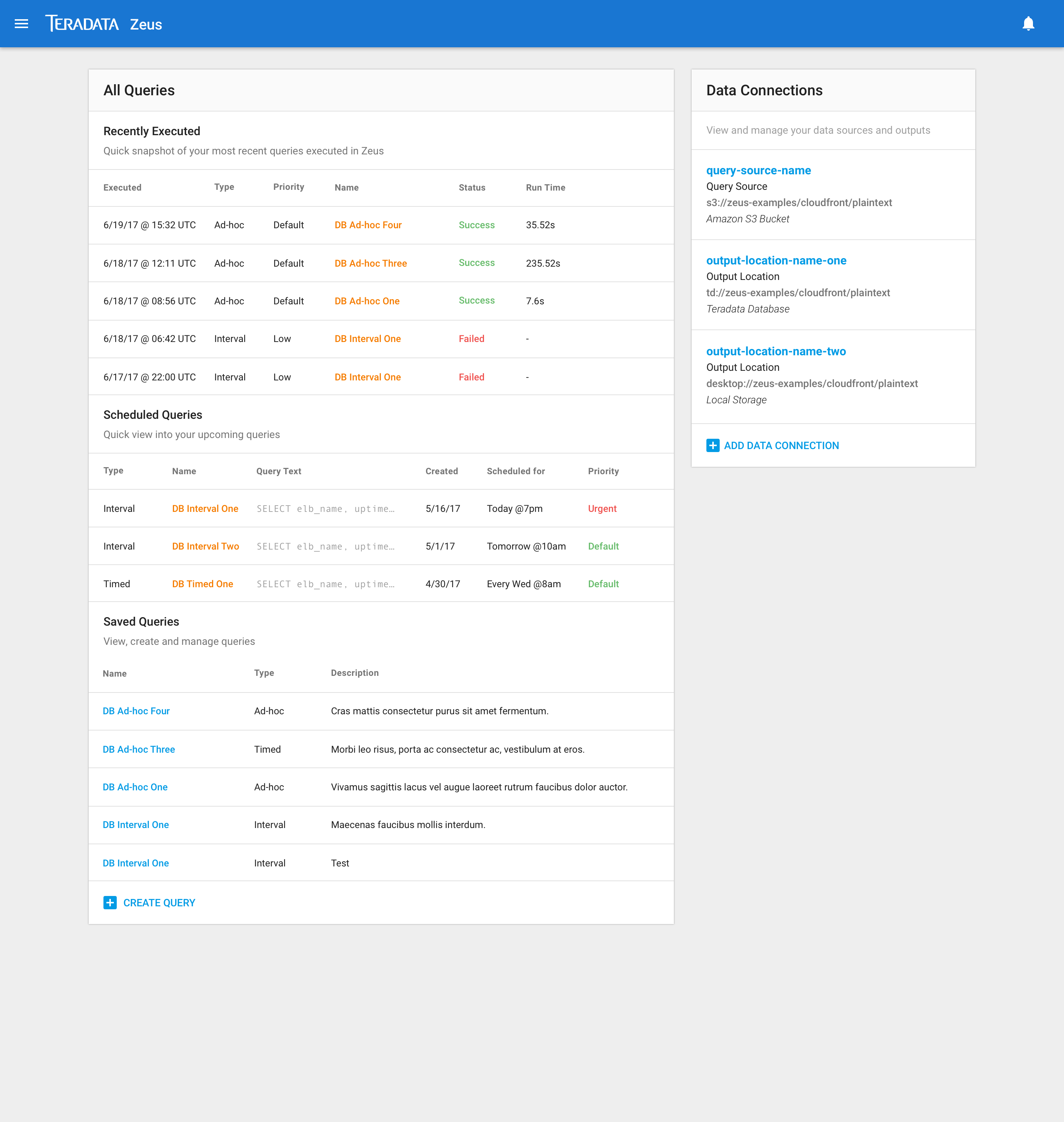 Zeus query tool restyled with the Intellicloud pattern library